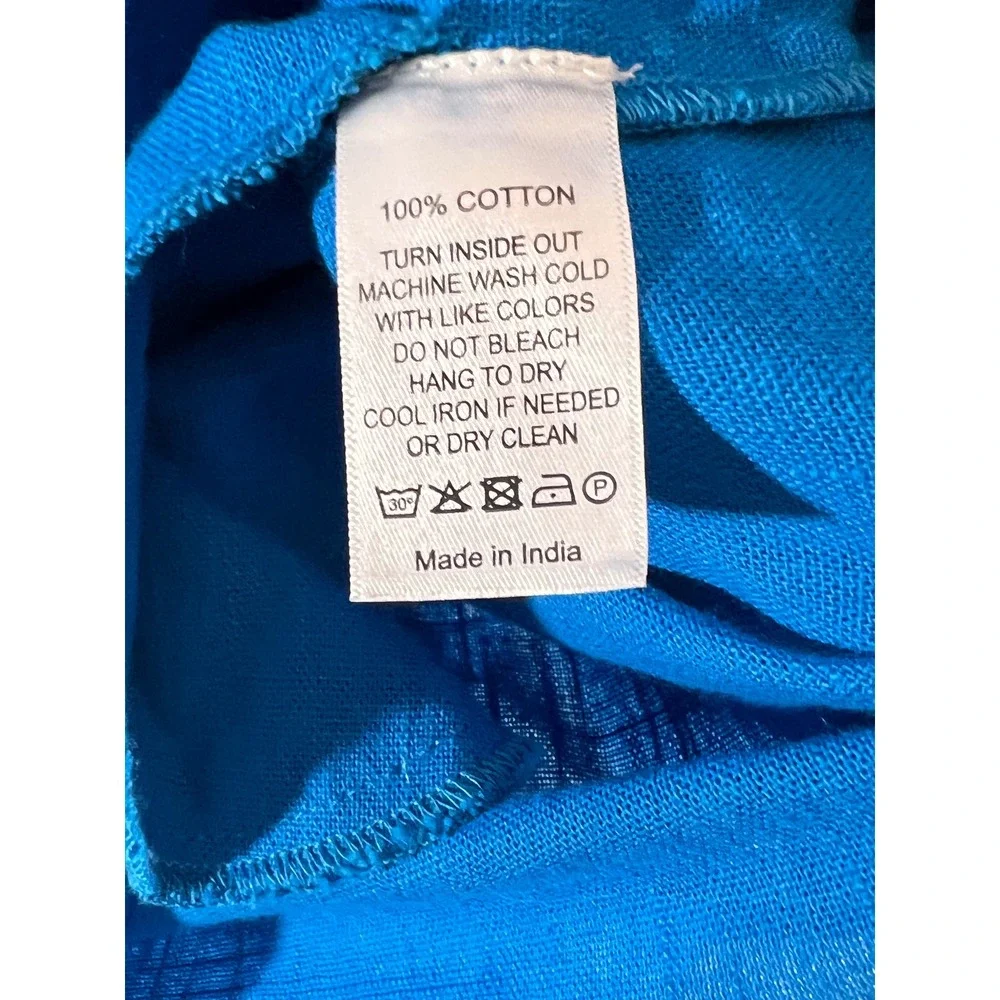 Never A Wallflower Dress Women XS Blue Cotton Oversized Tunic Mini Pockets